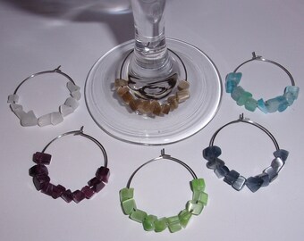 Cat's Eye Chip Wine Glass Charms, Mug Markers, Cup Charms