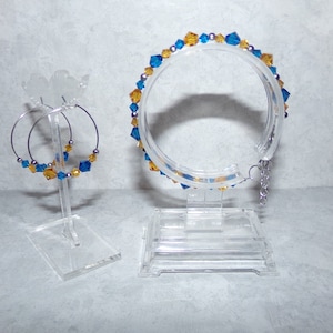 Capri Blue and Topaz Crystal Bracelet and Earrings, Crystal Colors Bracelet and Earrings Set