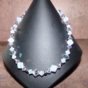 Aurora Borealis and White Opal Crystal Anklet, 2 Color Crystal Ankle Bracelet