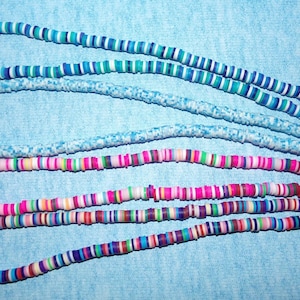Polymer Clay Beach Necklace, Surfer Style Necklace, Colorful Beaded Charm Necklace