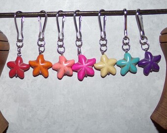 Imitation Turquoise Starfish Clip On Charm: Stainless Steel Key, Bag, Planner Accessory, Teacher's Gifts