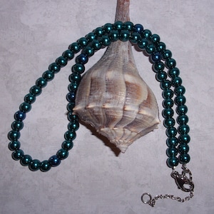 Teal Pearl Necklace, 6mm Teal Pearl Necklace