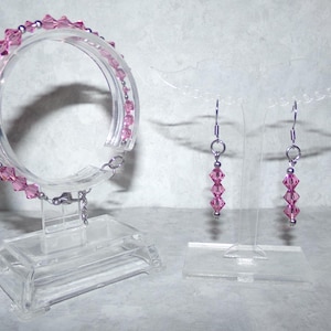 Swarovski Rose Crystal Bracelet and Earrings Set, Bridal Bracelet and Earrings Set