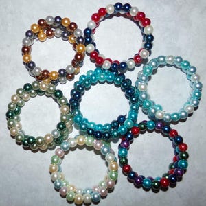 Chunky 2-Loop Pearl Memory Wire Bracelets, 8mm Pearl Memory Wire Bracelets