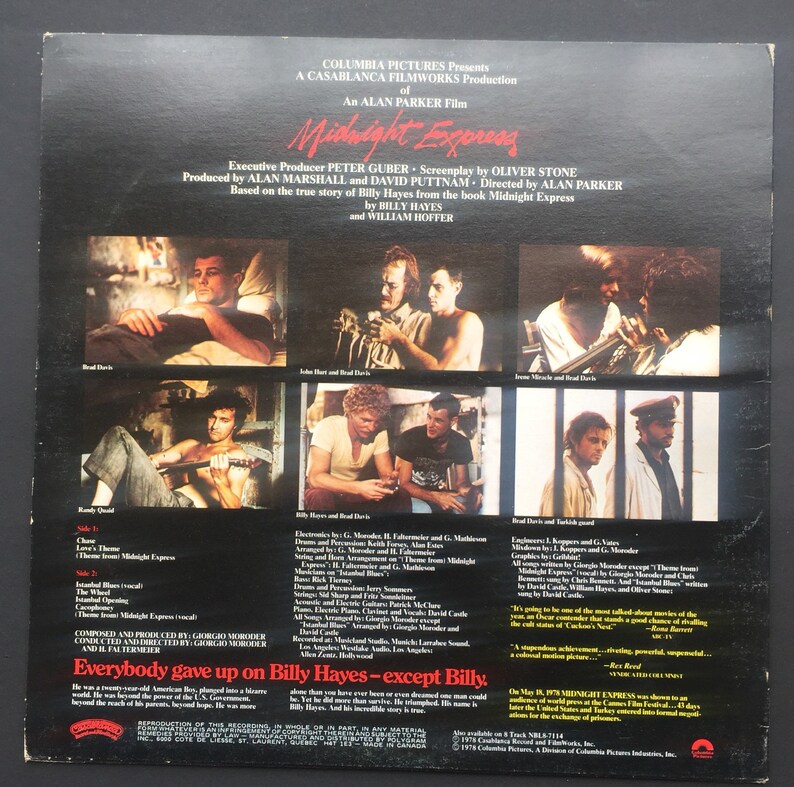 Midnight Express Original Motion picture Soundtrack Vinyl Etsy