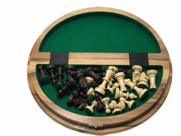 Details about   Wooden Chess Set 35cm Round Board Hand Crafted Woodeeworld 