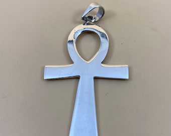 large sterling silver ankh pendant