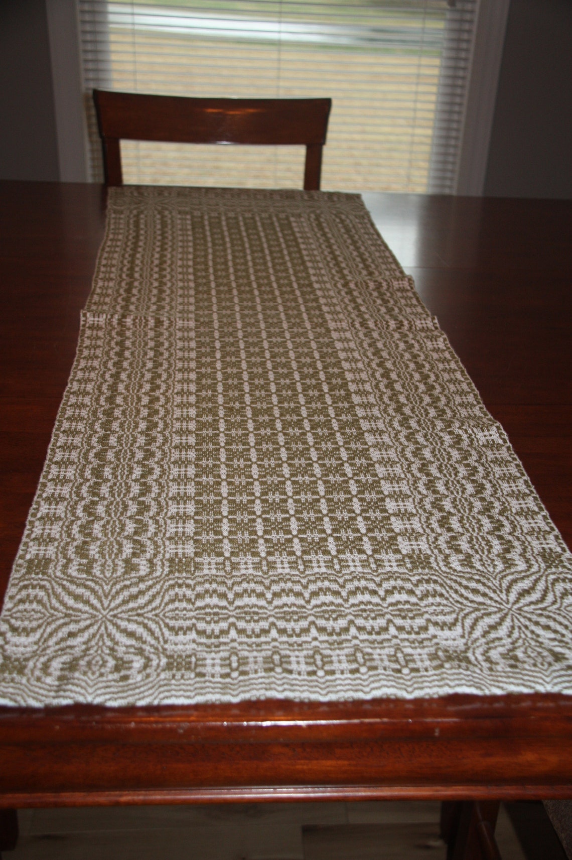 Handwoven Table Runner Olive Green Etsy