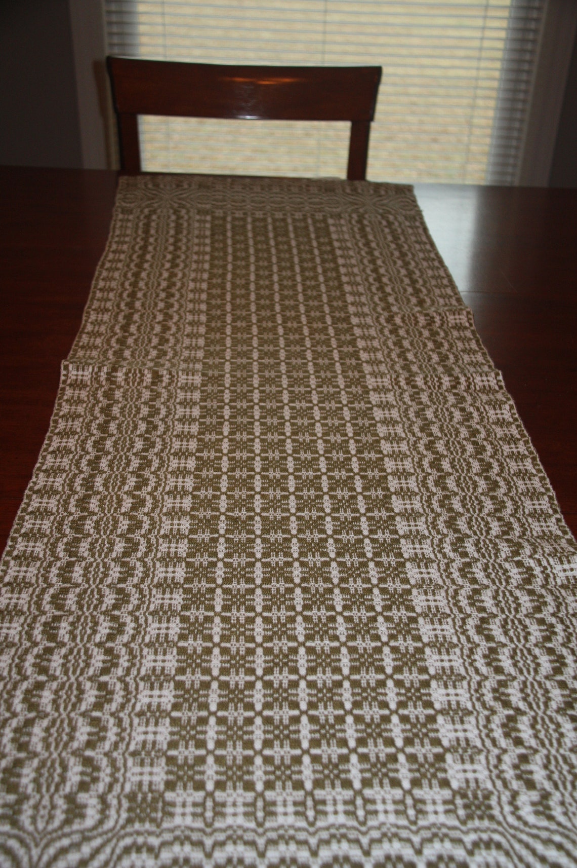 Handwoven Table Runner Olive Green Etsy