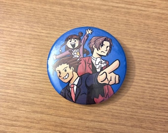 Ace Attorney Pin Back Button