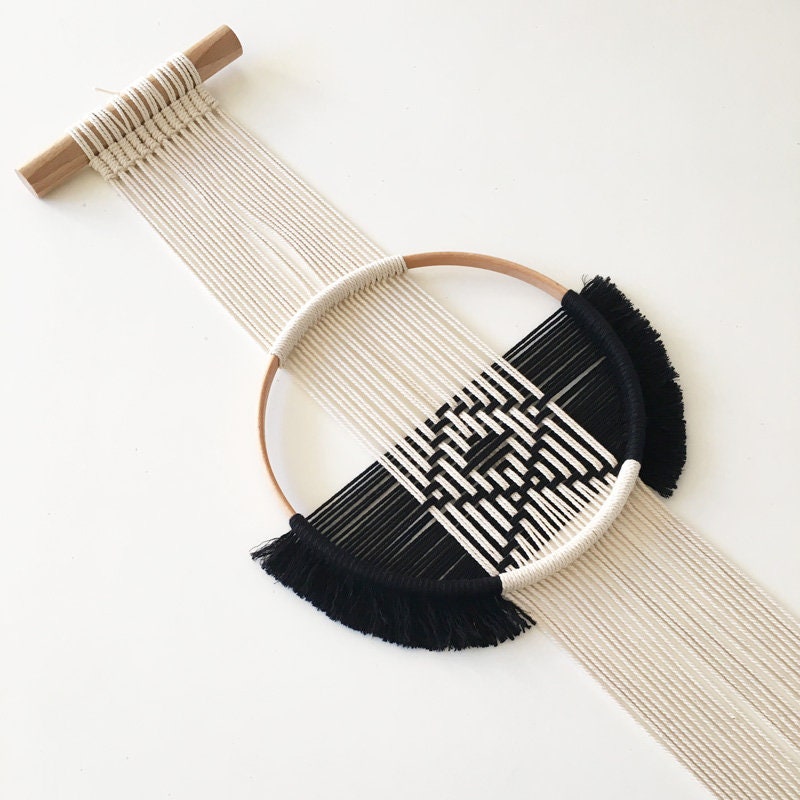 Geo_Bw_03 | Macrame Tissé Murhanging Noir et Blanc