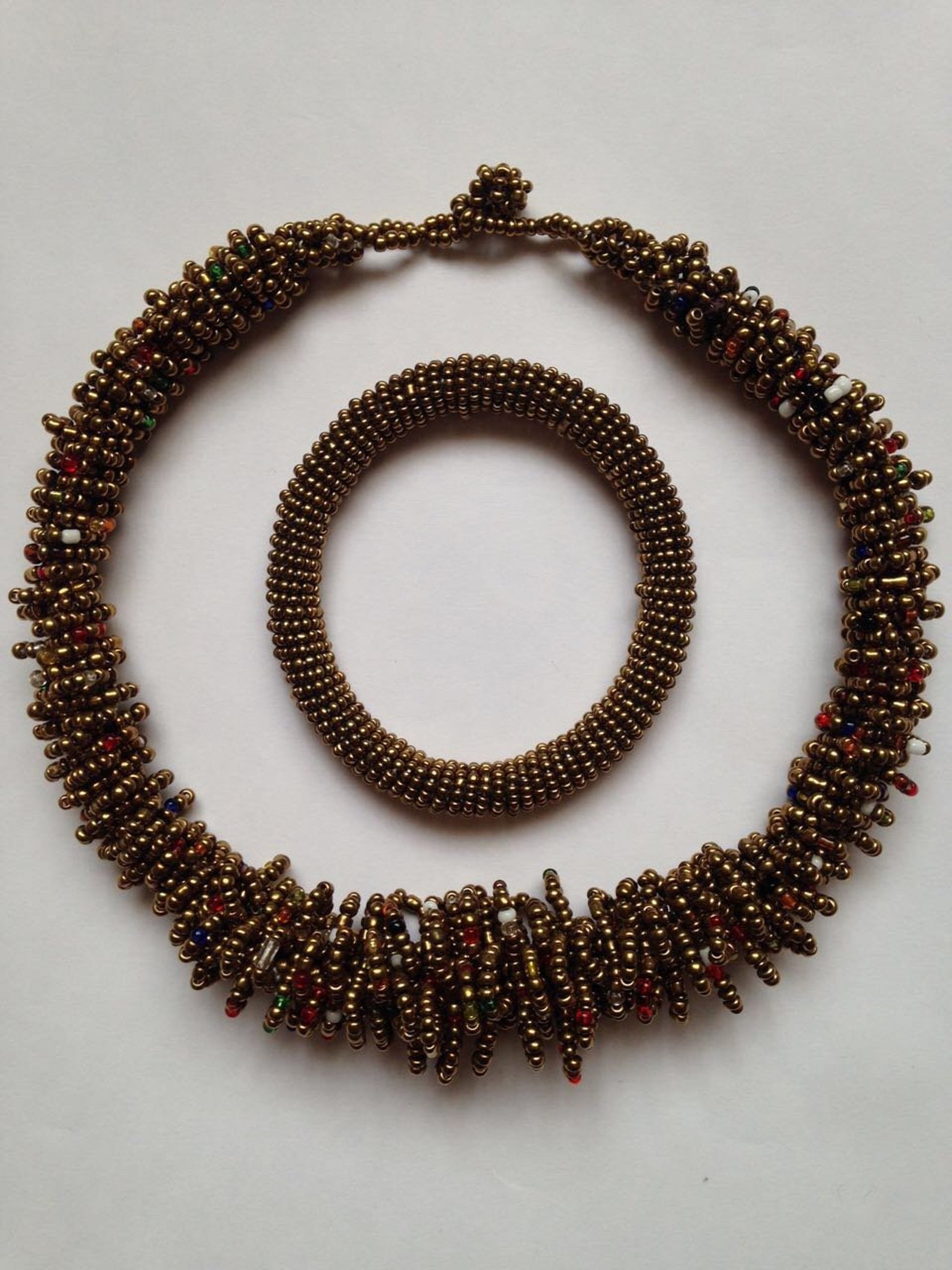 African Beaded Copper Necklace Copper Beaded Necklace Gift Etsy