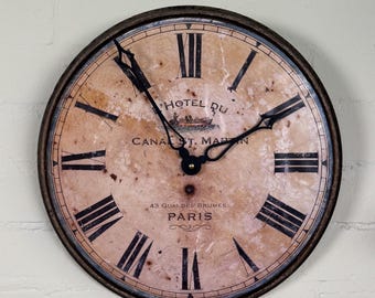 Vintage  Boat/Ship Themed Clock Dial Artwork – Nautical Roman Numerals, Distressed Antique Style, Mounted Wall Piece (Imperfect)