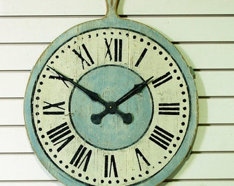 431 - Large Bread Board Kitchen Clock - Vintage Wall Décor,