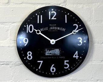 French Paris Advertising Clock - Vintage Convex Metal Wall Clock - Maison Belle Jardinière