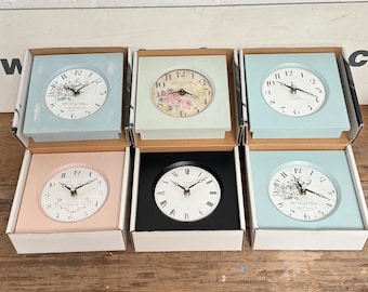 551 - A charming clock collection by Roger Lascelles, various designs, floral pastel clocks, lovely gift, collectors gift, laura ashley sty