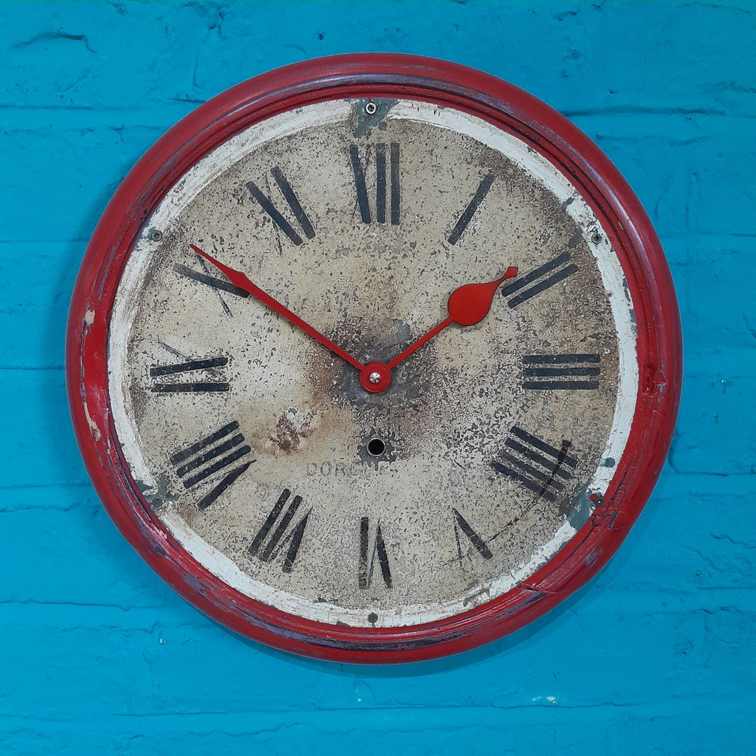 Traditional Wall Clock in a Bold Red Antique Wooden Surround - Etsy