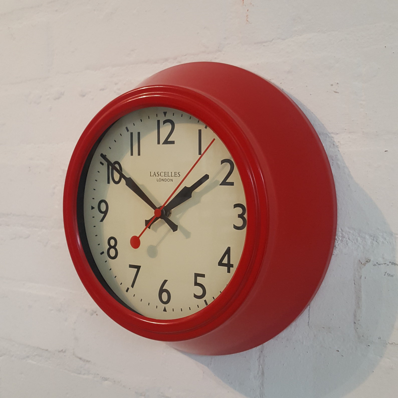 Red Retro Wall Clock With Seconds Hand Etsy UK