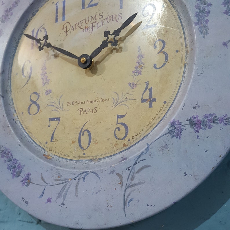 Vintage Botanical Lavender Paris Roger Lascelles Wall Clock, Paris Wall