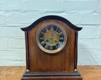 Edwardian Mahogany Veneered Striking Mantel Clock – French Movement, c.1910