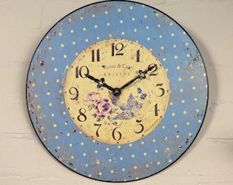Roger Lascelles Polka Dot Wall Clock - Vintage Decor - Laura Ashley Shabby Chic Style