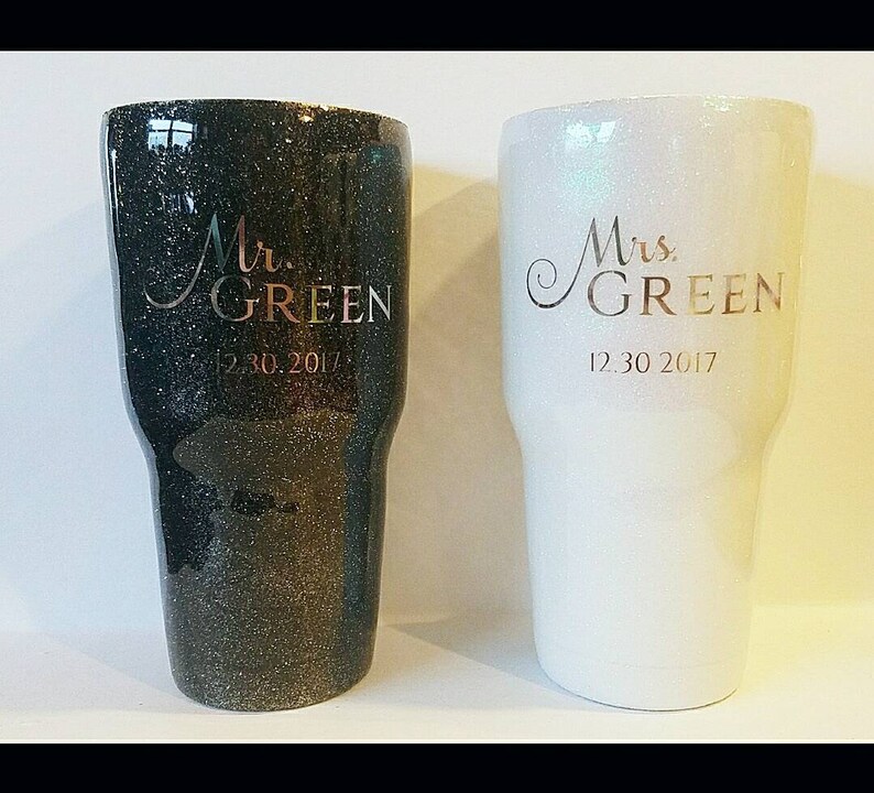 Custom Wedding Gift Tumblers bride and groom 30oz Glitter Etsy
