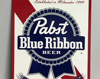 Pabst Blue Ribbon Beer 9x12 Reproduced Vintage Ad Aluminum Sign Man Cave Bar Barn Garage Shop