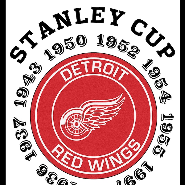 Detriot Red Wings NHL Champion Years On 9x12 Aluminum UV Protected Sign