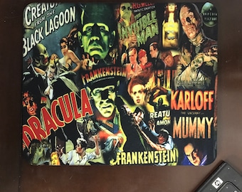 Classic Horror Movie Monsters Mouse Pad  Gothic Frankenstein Dracula Wolfman Mummy Colorful Universial Monster Mousepad