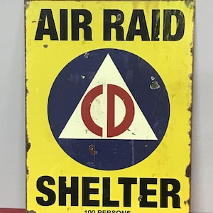 Reproduced Vintage Air Raid Shelter 9x12 Inch Aluminum Sign