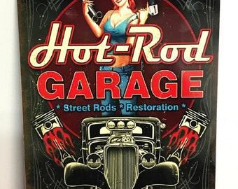 Hot Rod Distressed Looking Sign 9x12 Aluminum UV Protected