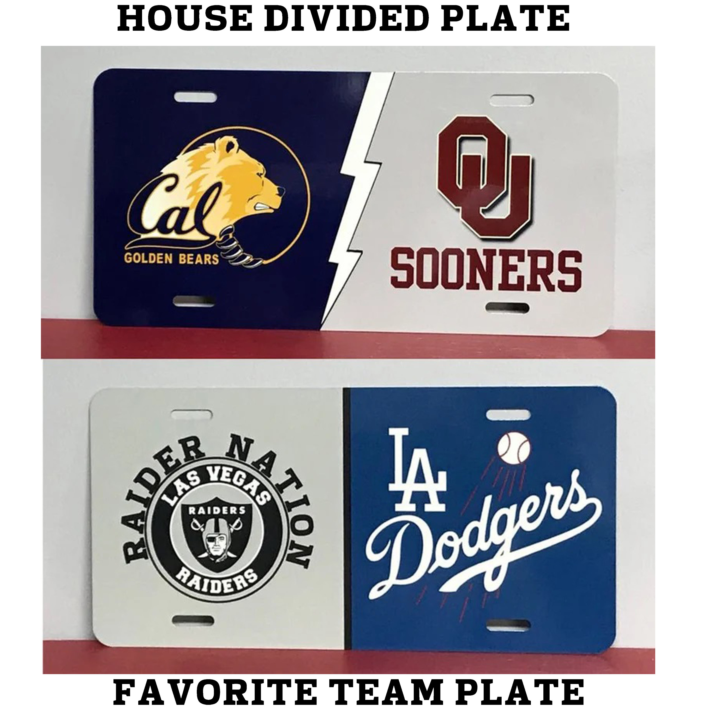 House Divided - Or Your Favorite Teams - Any 1,2,3,4 Or More Teams Pro College H.S. Semi Pro Any Sport License Plate
