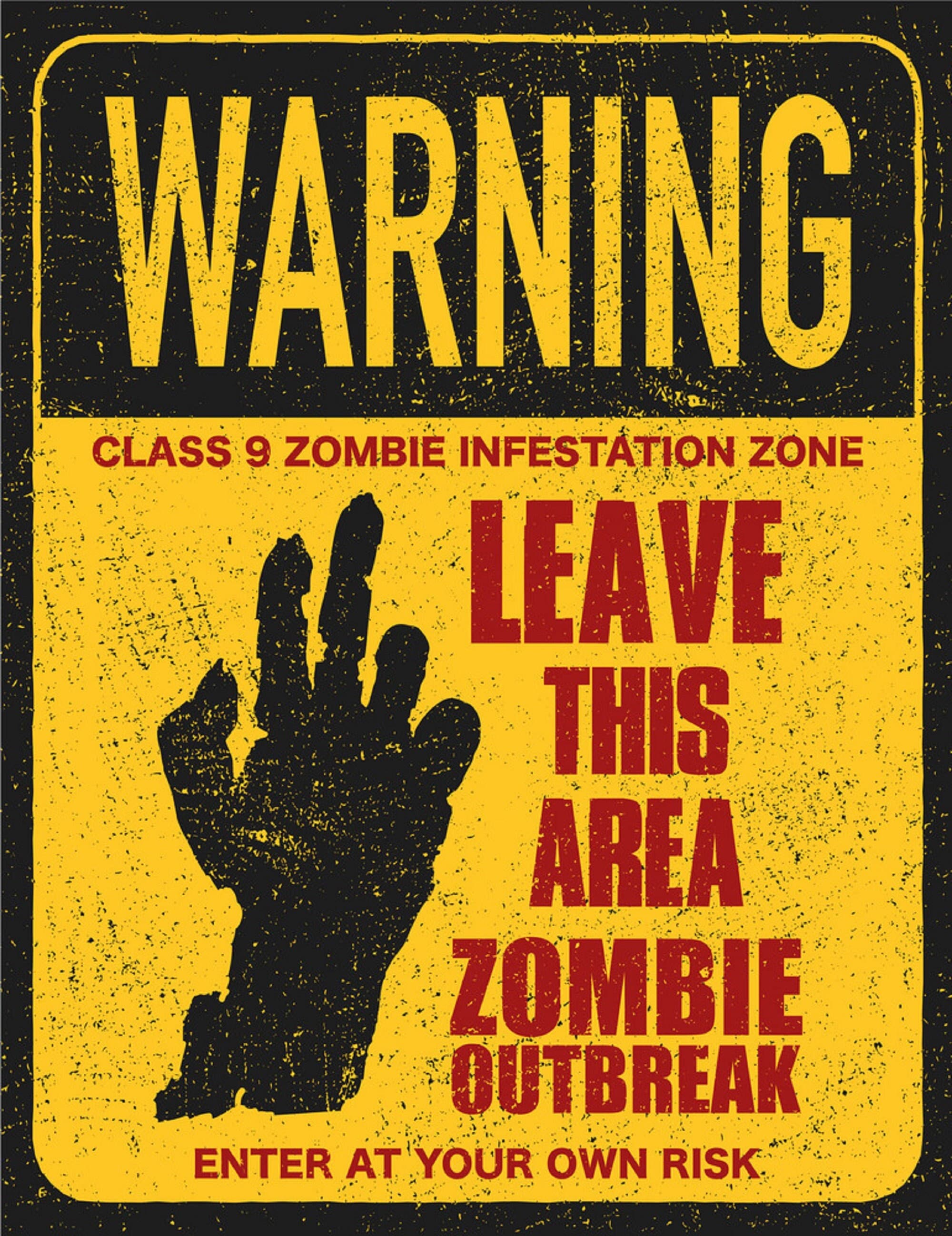 Warning Zombie Area 9x12 Aluminum UV Protected Sign - Etsy