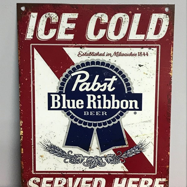 Pabst Blue Ribbon Beer 9x12 Reproduced Vintage Ad Aluminum Sign Man Cave Bar Barn Garage Shop