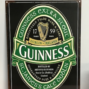 Guinness Vintage Distressed Looking Reproduced 9x12 Aluminum Sign