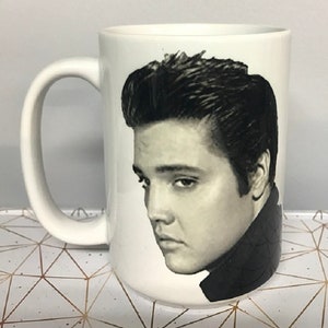Elvis Presley Coffee Mug 15 oz Ceramic White Gloss Gift Mug - Collectable Mug - The King Of Rock And Roll