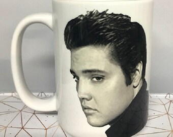 Elvis Presley Coffee Mug 15 oz Ceramic White Gloss Gift Mug - Collectable Mug - The King Of Rock And Roll