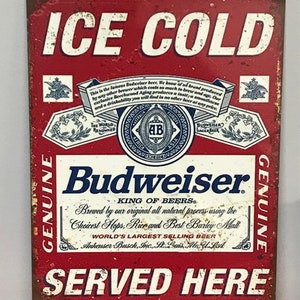 Replika zabytkowego znaku reklamowego piwa Budweiser 9x12 z aluminium z ochroną UV