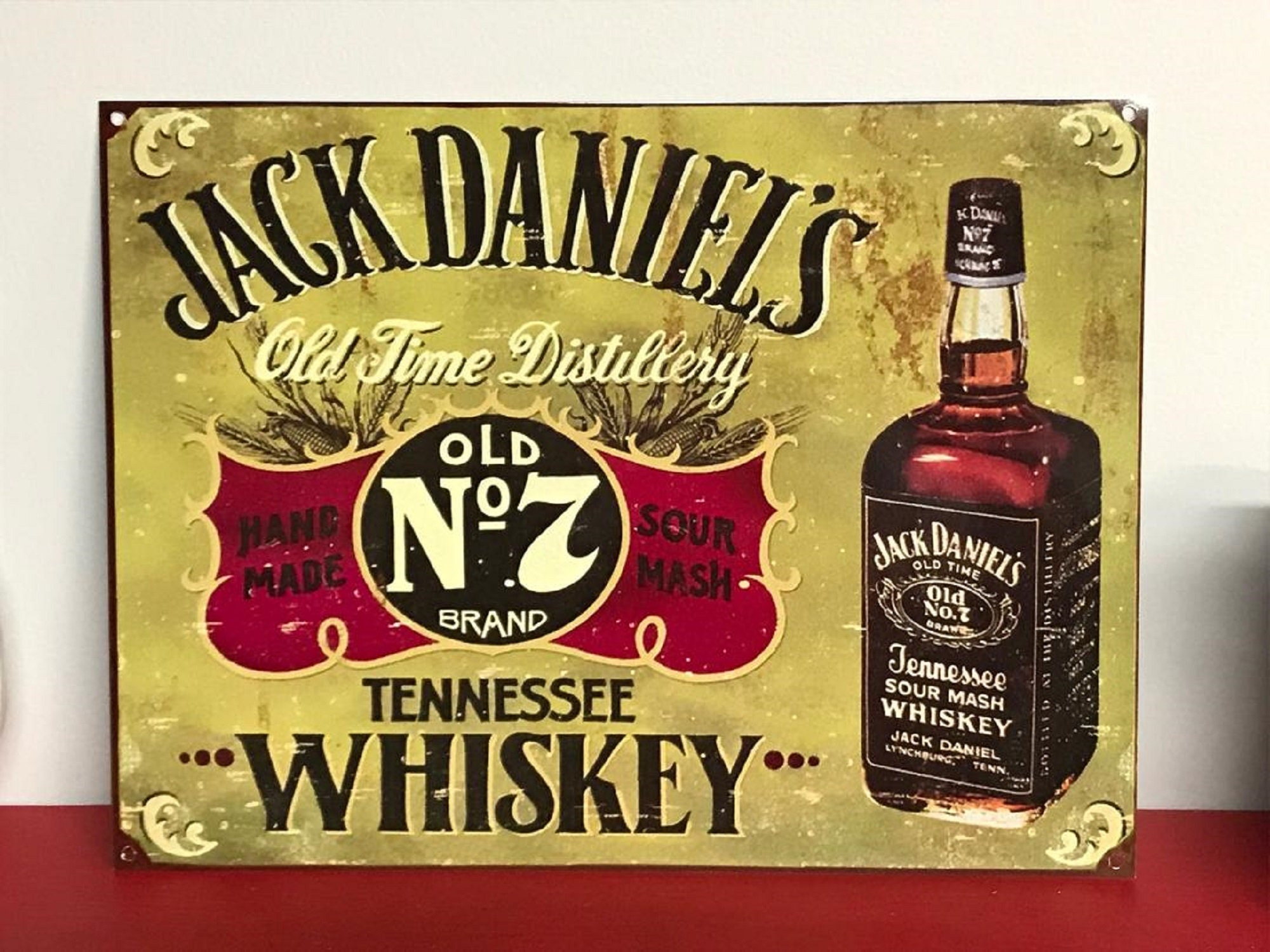 Jack Daniels Whiskey Tin Metal Sign Bar Sour Mash Old 7 NEW 