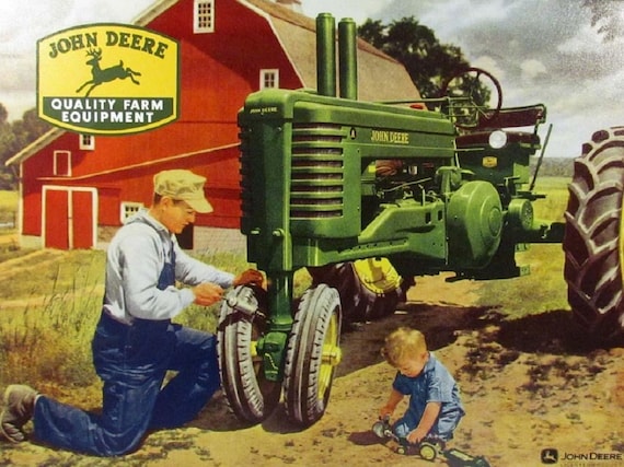 John Deere Vintage Looking 9 X 12 Aluminum Sign Tractor Decor Etsy