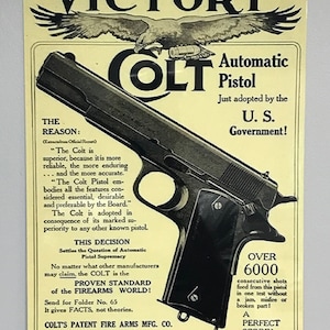 Colt 1911 Werbereplik, Vintage-Look, 9 x 12 Aluminiumschild