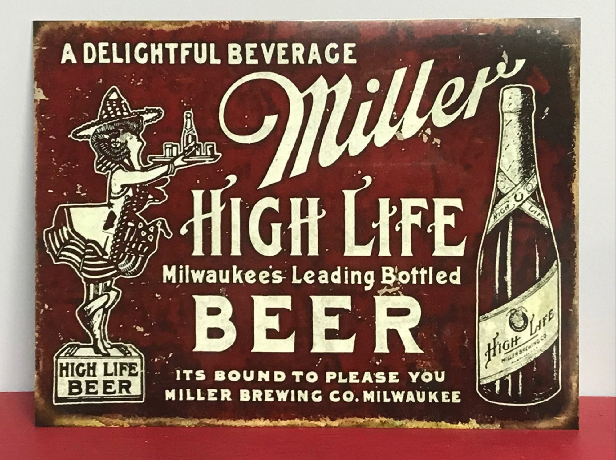 Vintage Miller High Life レトロ広告看板 Miller High Life Replica Vintage Advertising 9x12 Aluminum