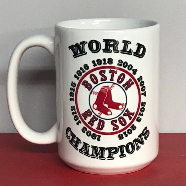 Boston Red Sox 15 oz Coffee Mug With All World Series Championship Seasons Fathers Day Gift