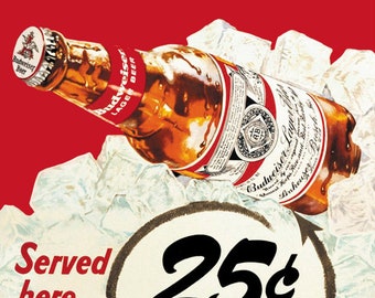 バドワイザー ポスター 額縁 Budweiser Beer ad 1934 アメリカ雑貨通販 フィフティファイブ / 復刻ポスターとB5