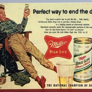 New Miller High Life Vintage Ad Distressed Looking 9x12 Aluminum Sign Man Cave Bar Basement Den Beer Collection