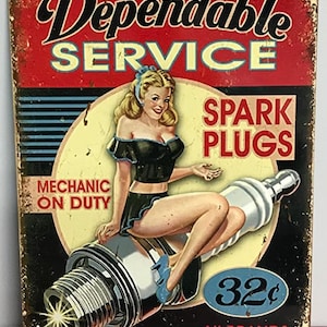 Vintage Looking Spark Plug Ad. Sign 9x12 Aluminum