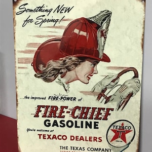 Replica Vintage Texaco Advertising Sign, 9x12 Aluminum Garage Shop Man Cave Basement Sign