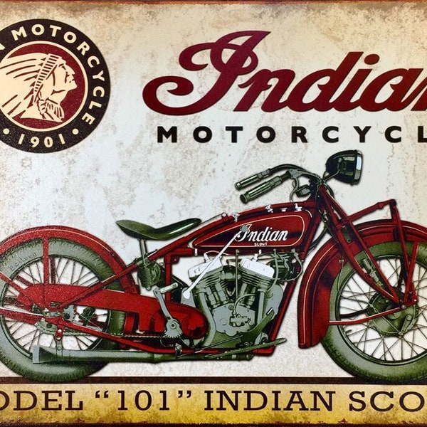 Indian Motorcycle Vintage Looking Ad 9x12 Sign