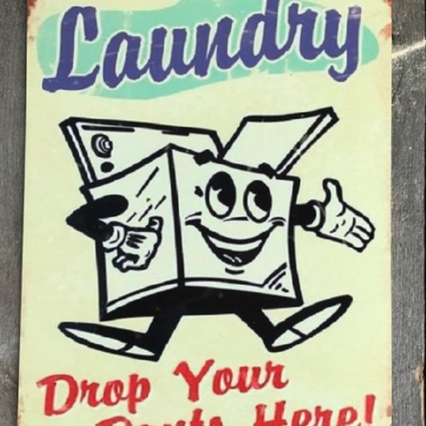 Vintage Looking Aluminum 9x12 inch 3 various Laundry Room Decor Sign, Laundry Sign Funny