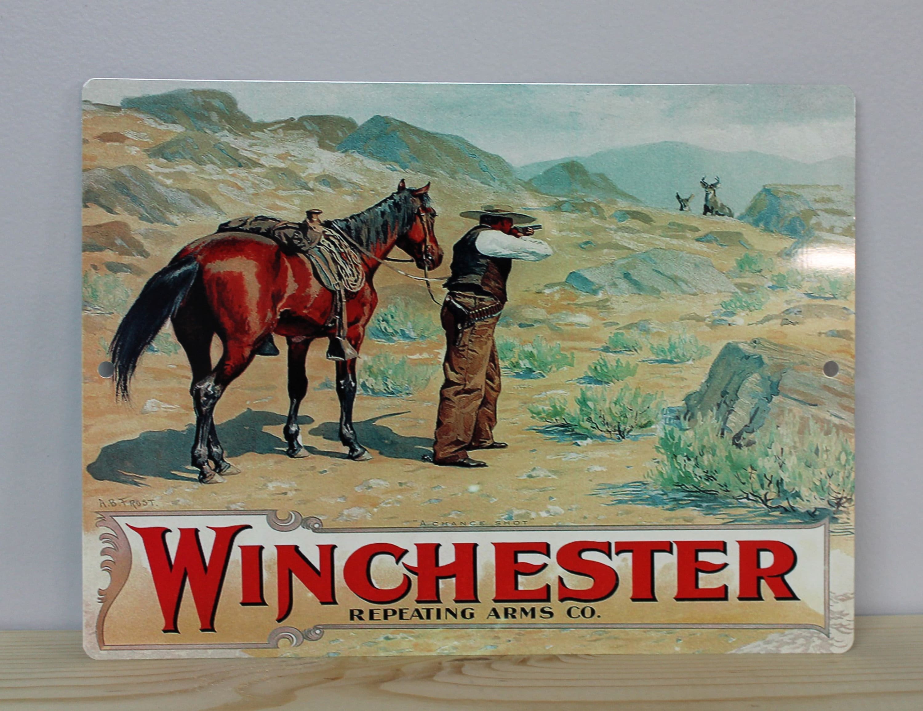 NEW Oval  Winchester HORSE AND Rider METAL SIGN  12x17in